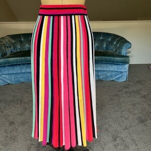 New York & Company multi color stripe knit midi skirt